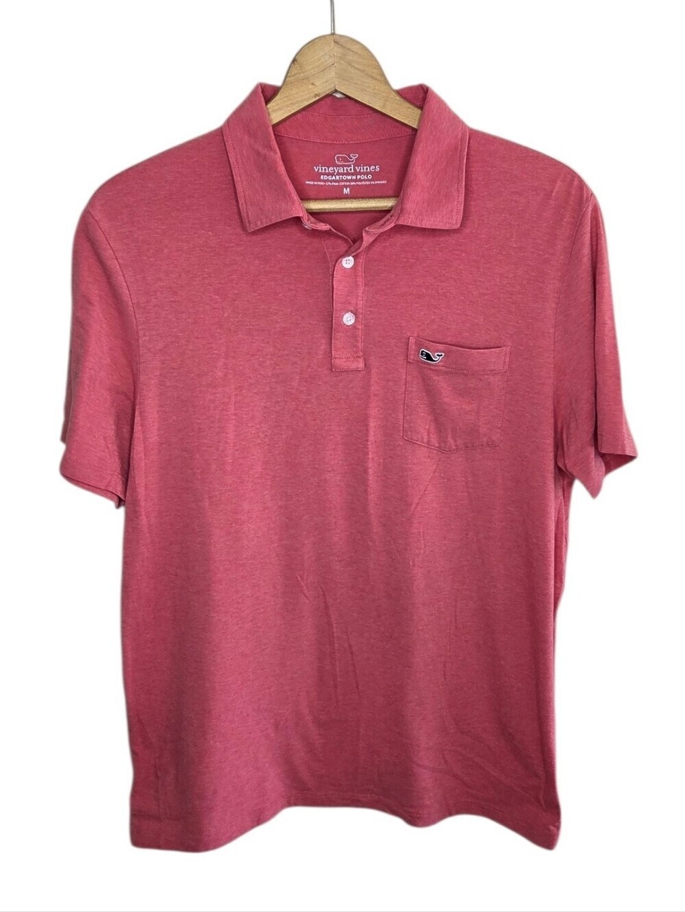 Vineyard Vines Edgartown Polo Heathered Red Pocket Size Medium Preppy Classic